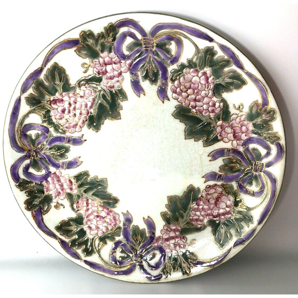 Decorative Plate Jena Hall Inspirations Toyo Trading Co Purple Grapes Bows - Picture 6 of 6